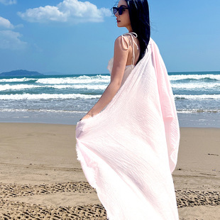 Vintage imitation cotton and linen scarf solid color simple sunscreen shawl women's high-grade silk scarf scarf scarf scarf wholesale cross-border