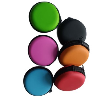 Color round hard shell multi-functional digital EVA headphone bag storage box compact coin purse data cable packaging box