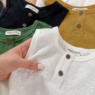 Summer Hollow Out Versatile Fashionable Breathable Loose Sleeveless Knitted Vest for Boys and Girls Korean Trendy Fashion T-Shirt