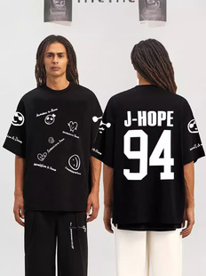 Cross-border New BTS T-shirt Zheng Tin Casual Top Summer Short-sleeved Pullover 94jhope