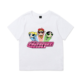 Powerpuff Girls Short-sleeved T-shirt Summer New Style Korean-style Loose Family T-shirt Cotton Children's Wear