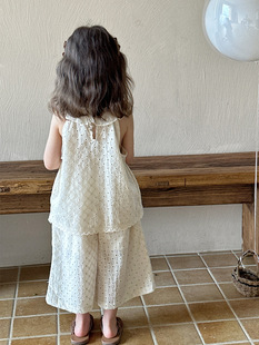 Girls' Suit Summer 2024 New Children's Stylish Fashionable Korean Style Baby Female Summer Casual Two-piece Sling Set