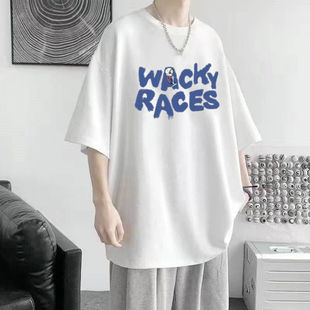 Summer Korean Style Short-sleeved T-shirt Men's Hong Kong Style Student Trendy Brand Half-sleeved Loose Casual All-match Round Neck T-shirt 12