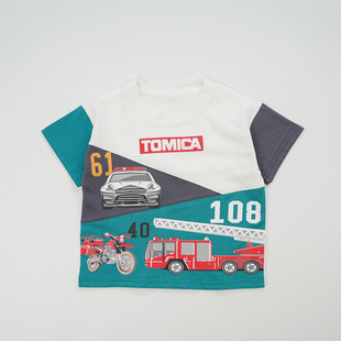 Японская детская футболка tomica детская одежда лето новый автомобиль среднего и маленького ребенка
