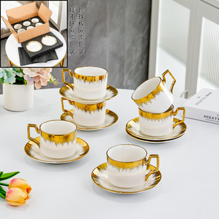 Coffee Cup Golden Ceramic Tea Cup Light Luxury Home British Afternoon Tea Set High Beauty Value Exquisite Cup and Saucer suit