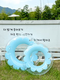 Shinohara Korean ins swimming ring adult thickened transparent flower anti-rollover water photo portable underarm ring