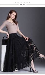 Lace Large Flower Umbrella Skirt 2024 Spring and Summer New High Waist Slimming Large Swing A- shaped Mesh Skirt Mid-length Skirt for Women