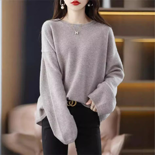 Cross-border Cross-border Foreign Trade Loose Elegant Lazy Style Bottoming Sweater Top High-end Sweater for Women in Autumn and Winter