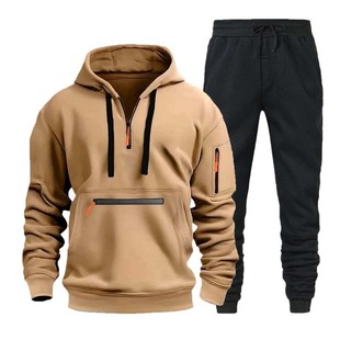 220g fabric hoodie pull men's sweater zipper multi-pocket zipper pullover sports casual sweater men's suit