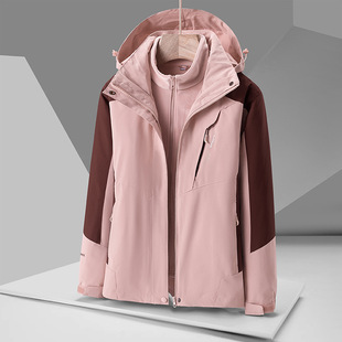 Men's Three-in-One Women's Two-Piece logo Printing Work Clothes Class Clothes Fleece-Lined Thickened Autumn and Winter Coat