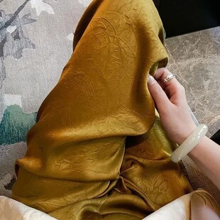 Китайская атласная жаккардовая повседневная широкая штаны женский национальный стиль лето 2024 новый ацетат с высокой талией и подвеской брюки черный