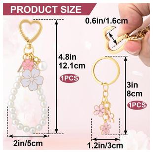 New Color Flower Keychain Cherry Bag Jewelry Pearl Flower Keychain Women Black 8 Ball Metal Wallet