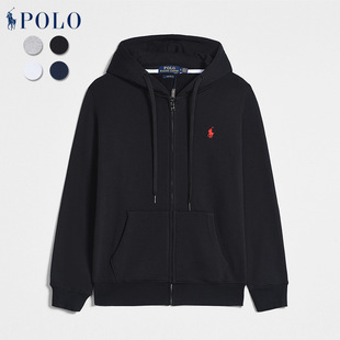 Spring and Autumn Paul Long Sleeve Sweater Men's Casual Solid Color Embroidered Pony Mark Zipper Pullover Cardigan Sweater