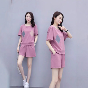 100kg Casual Sports Suit Summer New Large Size New Korean Style Student Short-Sleeved Shorts Loose Two-Piece Set