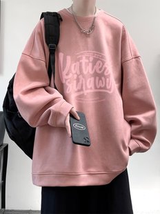 Suede Crewneck Sweatshirt Men's Loose Pullover Ins Spring and Autumn Trendy Brand Casual All-match High Street Jacket