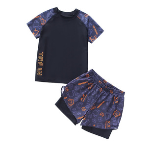 Children's Swimsuit New Boys Split suit Quick-drying Swimsuit Big Kids Sunscreen Double-layer Swimming Trunks Swimming Equipment