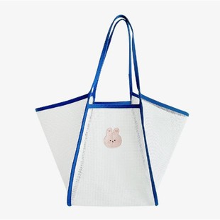 ins Korean-style Beach Bag Mesh Shoulder Bag Large Capacity Travel All-match Swimming Bag Fitness Swimsuit Storage Bag