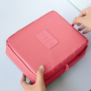 Korean Style Large Capacity Cosmetic Bag Women's Square Small Bag Multifunctional Portable Hand Jacquard Cloth Storage Bag Travel Wash Bag
