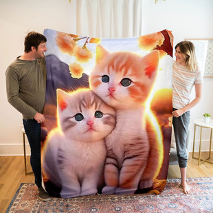 Amazon Cross-border Cute Cat Flannel Digital Printed Blanket Sofa Cover Blanket Office Nap Blanket