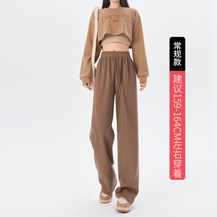 Grey Wide Leg Pants Women's Hanging Trousers Women's Spring and Autumn New High Waist Hanging Straight Pants Casual Loose Sports Pants