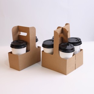 Coffee Support Beverage Paper Cup Disposable Takeaway Cup Holder Tray 2 Cups Tea Cups Two Corrugated Cup Sleeves Cup Holder Custom-Made