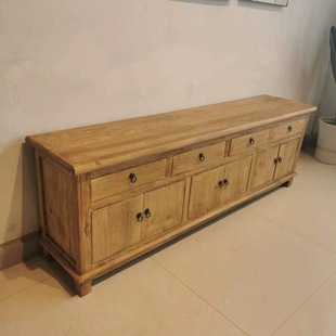 Chinese-style solid wood sideboard cabinet natural texture old elm wood old door panel storage locker home hallway cabinet wall side cabinet