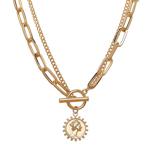 European and American new European and American simple women's clavicle chain necklace jewelry ins cold style avatar pendant necklace