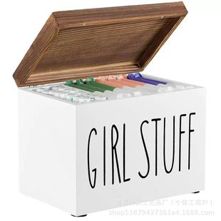 Wooden Tissue Storage Box Toilet Toiletries Storage Box Flip-on Tampon Flatting Box