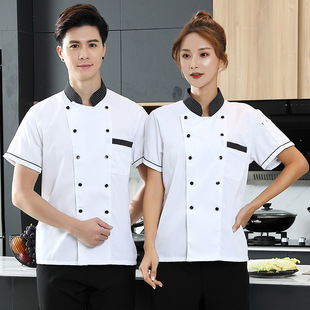 Hotel Chef Clothes Short-sleeved Men's Summer Breathable Fast Food Restaurant Hotel Kitchen Clothes Noodle Baking Work Clothes Women