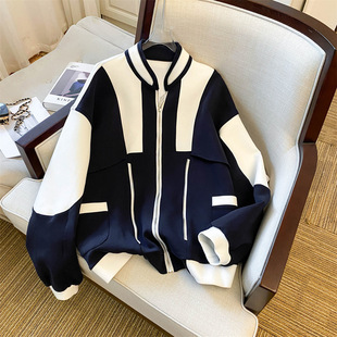 [Loose Version Comfortable] Advanced Sense Contrast Color Stitching Baseball Suit Women's 2025 Spring New Retro Set