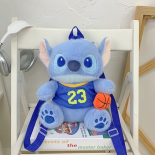 Cross-Border Wholesale Cartoon Stitch Backpack Female Student Cute Bag Large Capacity Blue Plush Doll Backpack