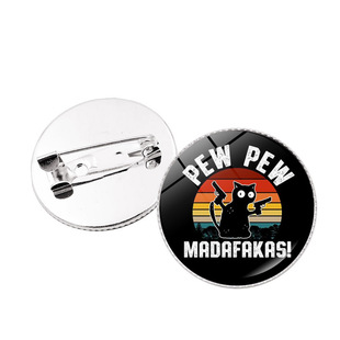 PEW PEW MADAFAKAS Brooch Jewelry Cross Border Hot Selling Accessories Double Gun Black Cat Pin Badge Decorations