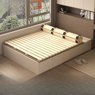 Tatami Bed Frame Solid Wooden Row Frame Mattress Floor Breathable Moisture-Proof Artifact Bed Board Foldable Pine Bed Rack