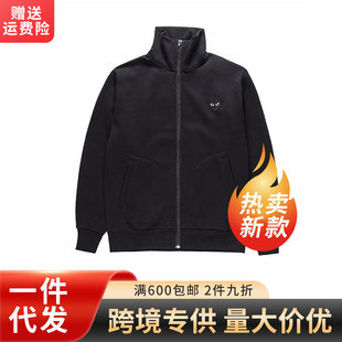 Cross-border Autumn Japanese Fashion Brand HEYPLAY Long-sleeved Sweat Men's Pure Cotton Love Embroidered Black Sweat