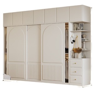 Wardrobe Flat Open Door Adult Simple Modern Economical Upper and Lower Drawer Cabinet Household Combination Solid Wood Storage Large Wardrobe