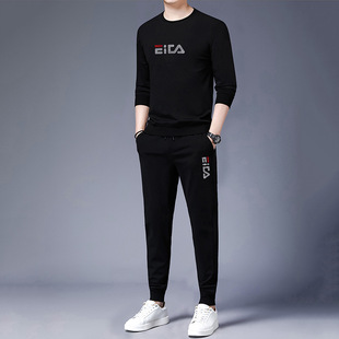 Factory Store Spring and Autumn Sports Suit Young Men's Long-sleeved T-shirt Sweepshirt Thin Casual Korean Two-piece Fashionable Suit