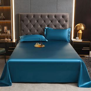 Summer Sleeping Naked Ice Silk Bed Sheet Single Piece Light Luxury Summer Dormitory Home Student Bed Sheet Washed Ice Silk Bed