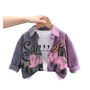 South Korea children's clothing children's shirt 2025 spring new boys and girls fashionable color matching cotton long sleeve shirt coat
