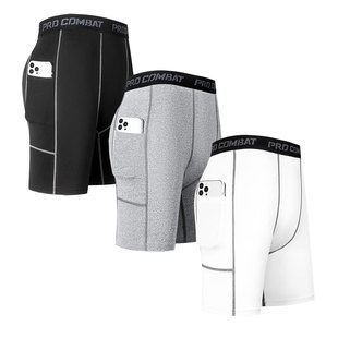 Cross-border Sports Fitness Pants Men's Running Sports Tight Stretch Quick-drying Pocket Pants Basketball Training Outdoor Pants