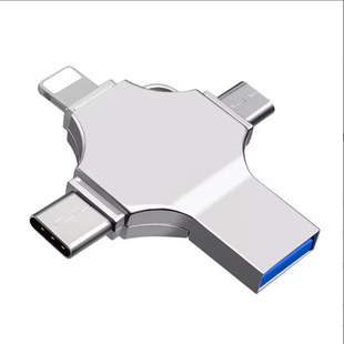 Металлический мобильный телефон USB-накопитель 128g большой емкости подходит для Apple Huawei Type-C четыре в одном многофункциональный USB-накопитель 64g может быть выгравирован