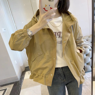 24 Early Autumn New M Home Minimalist Lightweight Quick-drying Hooded Joker Three-dimensional Tailored Casual Short Coat Windbreaker Rush Clothes