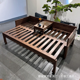 Luohan Bed Old Elm Luohan Bed Push-pull Telescopic Sofa Chair Solid Wood 2 m Guifei Beauty Bed Leisure Sofa Bed