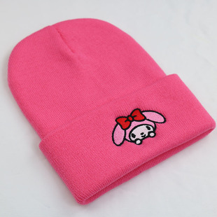 Kulomi Милая мультяшная вышивка вязаная шапка Sanrio зимняя теплая шестиугольная шерстяная шапка женская Джокер холодная шапка прилив