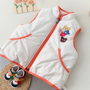 Ako Bear Double-sided Children's Vest 24 Autumn and Winter New Down Cotton Vest for Boys and Girls Warm Vest Trendy 5035