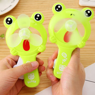 Children's small fan cartoon frog fan hand-held hand-pressed hand animal mini fan hand-held ground push gift wholesale