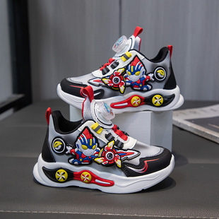 Children's Cartoon sneaker Boys Torre Shoes 2024 Spring and Autumn New Boys Casual Shoes Rotating Button Running Shoes
