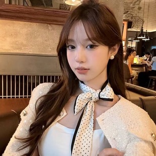 Gentle Korean Style Elegant Ribbon Wave Neck Strap Hair Strap Small Silk Scarf Tie Thin Narrow High-end Hair Accessories Hair Accessories