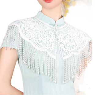 Cheongsam Шаль Облачные Плечи Крюки Кружевные Кромки Новая китайская юбка Коня Шаль с костюмом Han