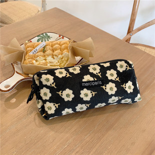[In stock] 11271 corduroy vintage artistic pencil case ins Japanese student cosmetic bag storage organizing bag