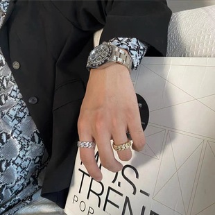 Full diamond Cuban chain ring men's personality Korean full diamond zircon closed single ring source factory ring wholesale